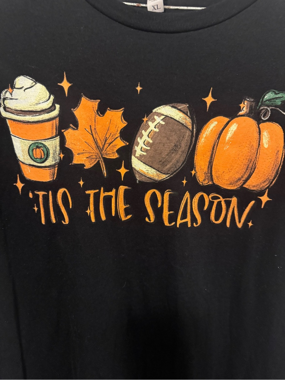 'Tis The Season Black Fall Pumpkin & Football Graphic Tee